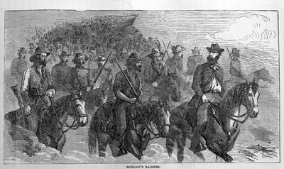 Morgans Raiders, from Harpers Pictorial History of the Civil War by American School